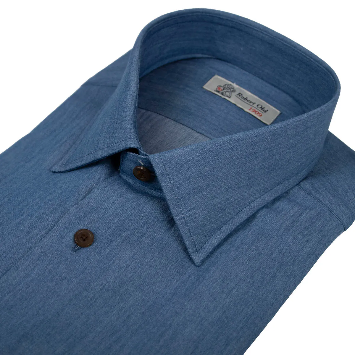 Mid Denim 100% Cotton Long Sleeve Shirt