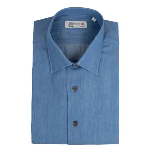 Mid Denim 100% Cotton Long Sleeve Shirt