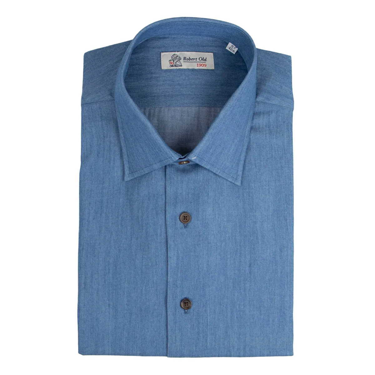 Mid Denim 100% Cotton Long Sleeve Shirt