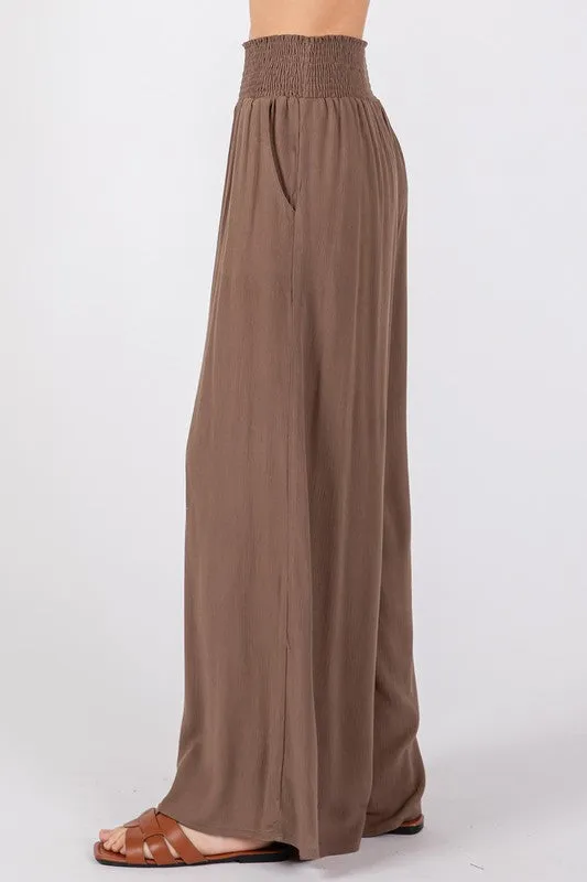 Mocha Crinkle Rayon Pant