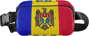 Moldova Flag Women Fanny Packs Hiking Belt Bag Hip Pouch Waterproof Travel Waist Pack for Men