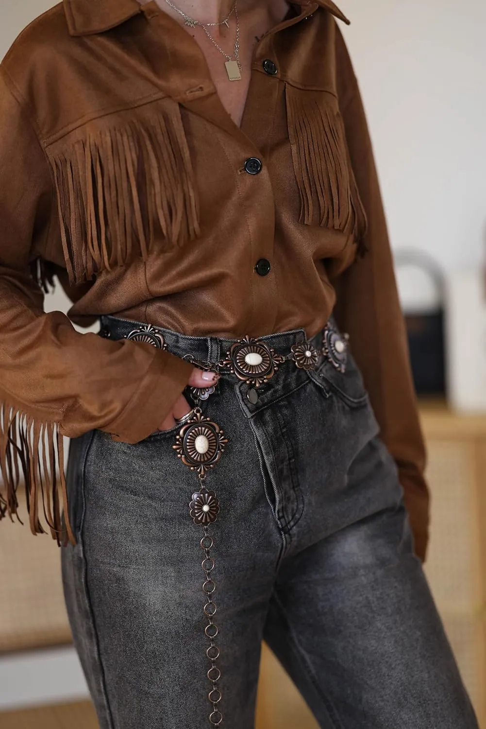 Montana West Rustic Couture's Large Western Concho Metal Belts for Women Cowgirl