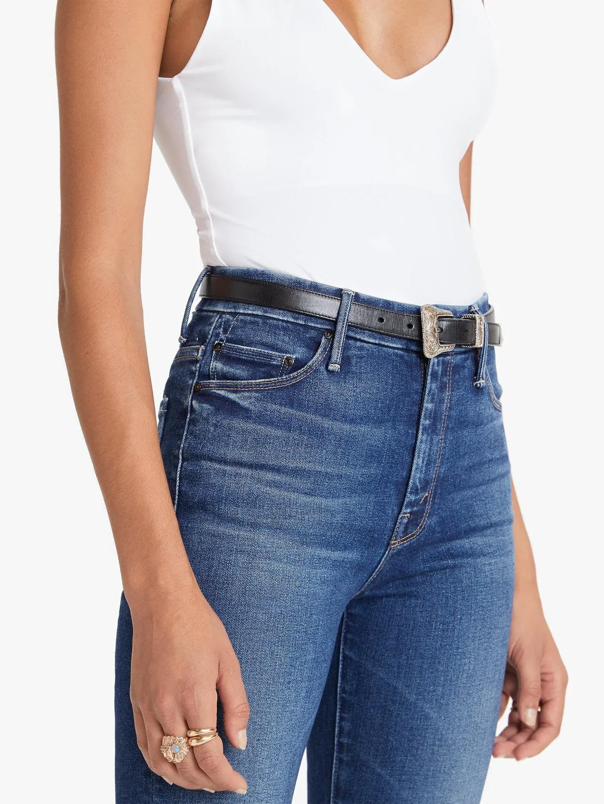 Mother Denim- High Waisted Looker Ankle Fray Jeans in Night Clubbing