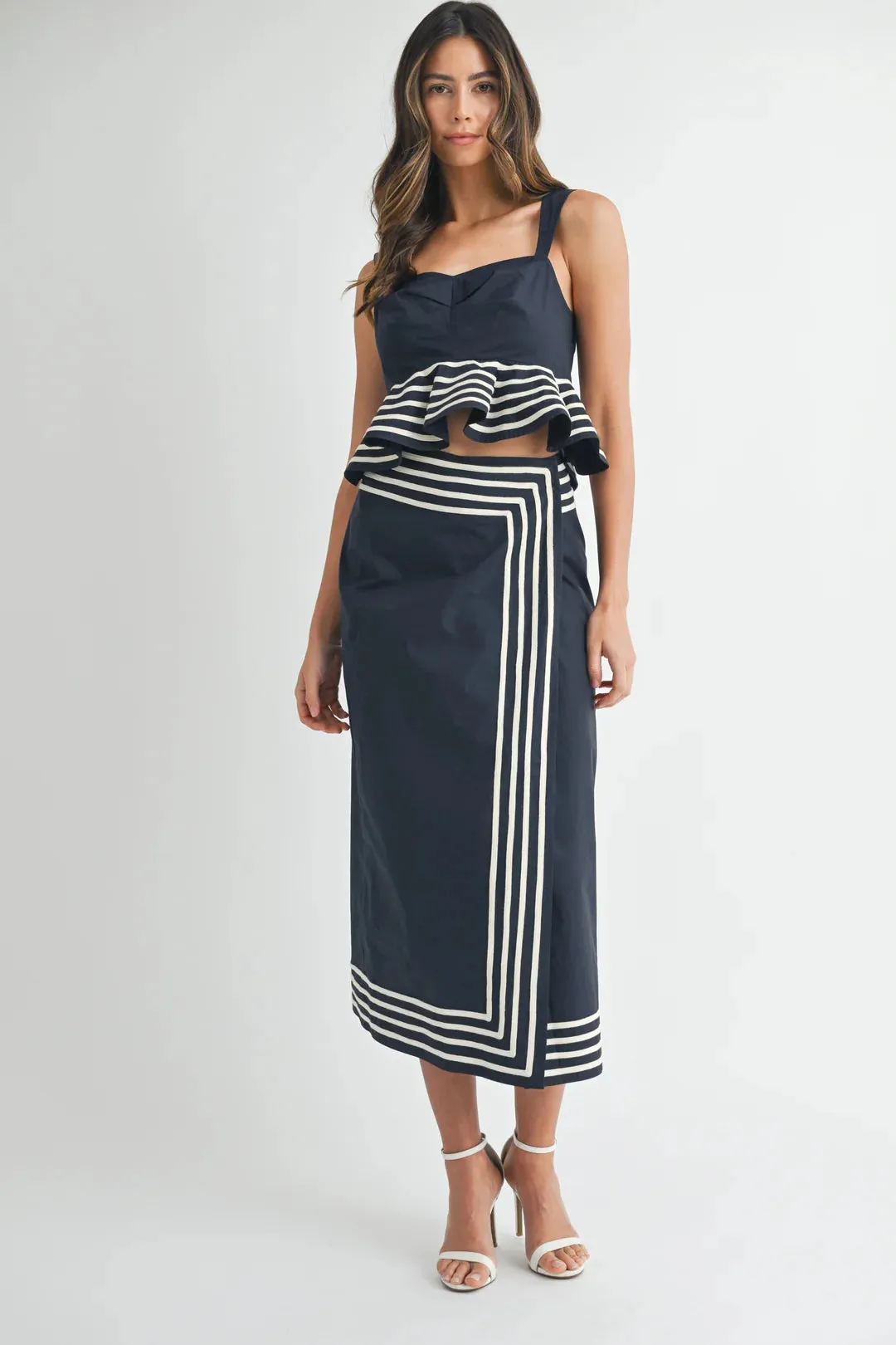 Nera Peplum Top with Wrap Waist Skirt Set