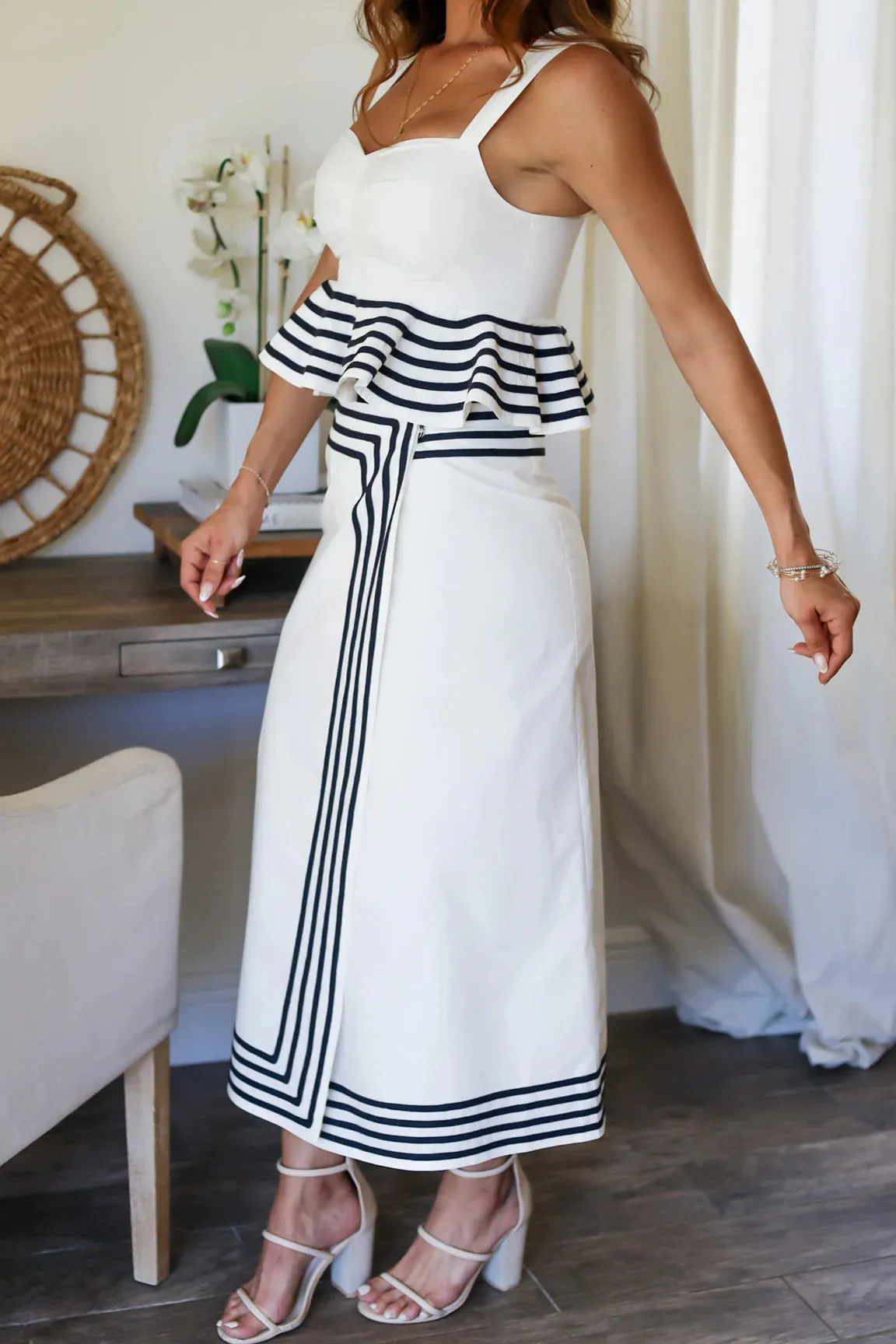 Nera Peplum Top with Wrap Waist Skirt Set