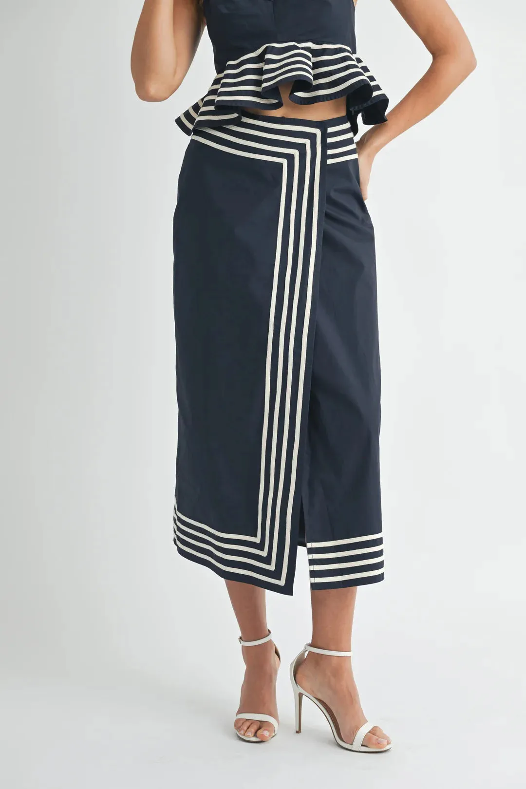 Nera Peplum Top with Wrap Waist Skirt Set