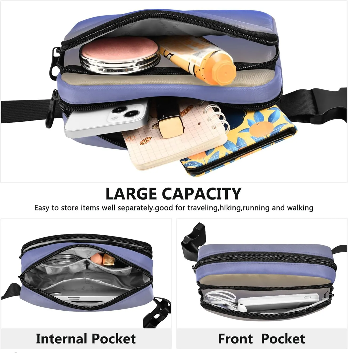 Ombre Yellow Ultramarine Gradient Fanny Pack for Women Waterproof Hip Bag Belt Pouch Cute Travel Waist Pouch