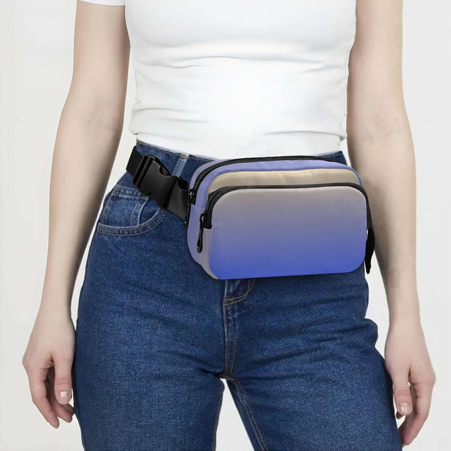 Ombre Yellow Ultramarine Gradient Fanny Pack for Women Waterproof Hip Bag Belt Pouch Cute Travel Waist Pouch