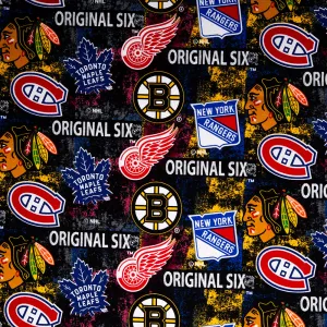Original Six - NHL Cotton - Logo - Black / Pink / Yellow
