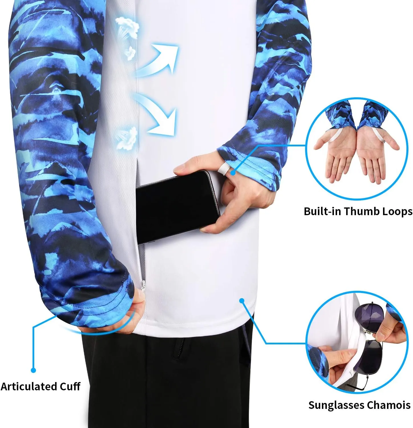 Palmyth Fishing Shirt for Men Long Sleeve Sun Protection UV UPF 50  T-Shirts with Pocket