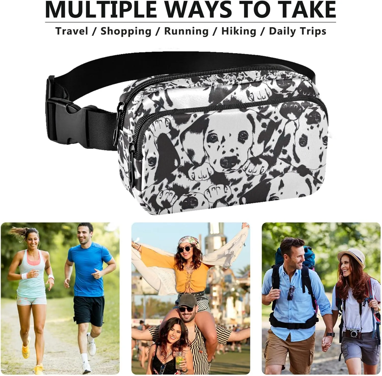 Personalized Dalmatian Puppy Dog Women Fanny Packs Waterproof Hip Bag Belt Purse Cute Travel Waist Pouch