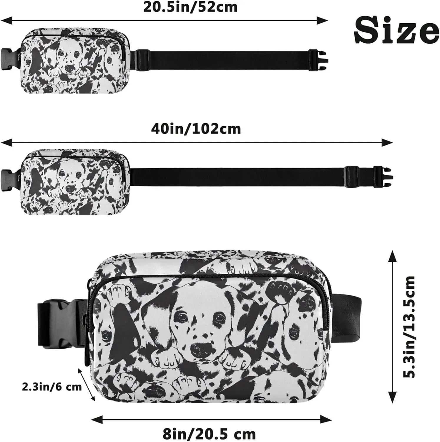 Personalized Dalmatian Puppy Dog Women Fanny Packs Waterproof Hip Bag Belt Purse Cute Travel Waist Pouch