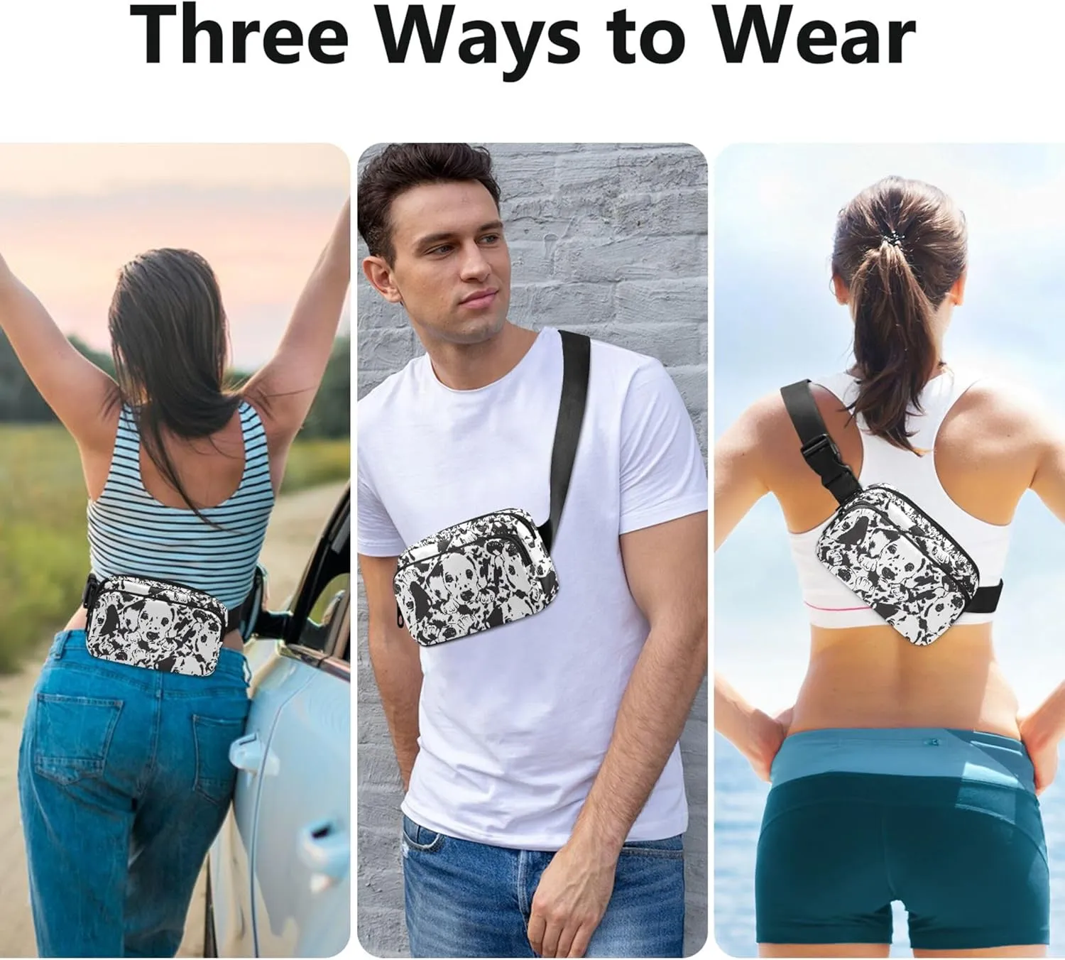 Personalized Dalmatian Puppy Dog Women Fanny Packs Waterproof Hip Bag Belt Purse Cute Travel Waist Pouch