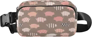 Pig Print Design Fanny Pack for Women Waterproof Anti Theft Belt Bag Bright Color Travel Waist Pouch