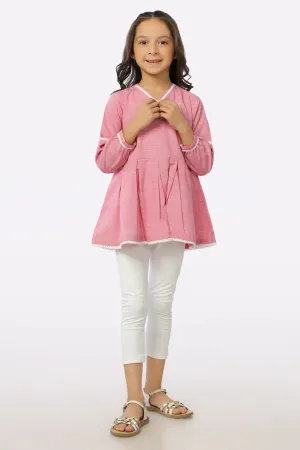 Pink Chambray Girls Kurti
