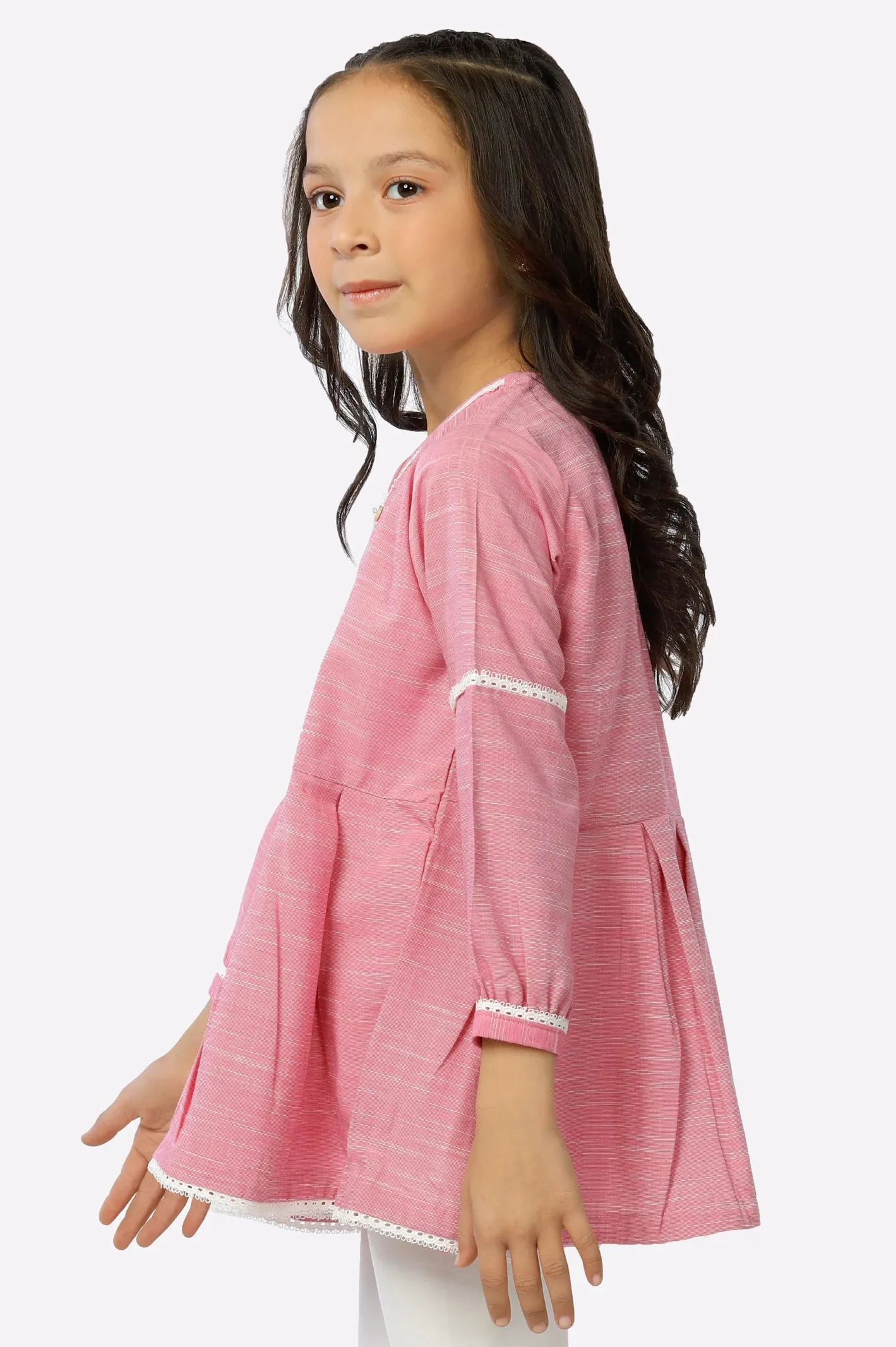 Pink Chambray Girls Kurti
