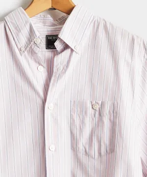 Pink Stripe Button Down Collar Long Sleeve Shirt