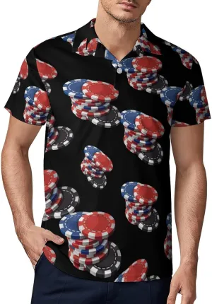 Poker Chip Set Men's Polo Shirt Short Sleeve Casual Athletic Quick Dry Golf T-Shirts