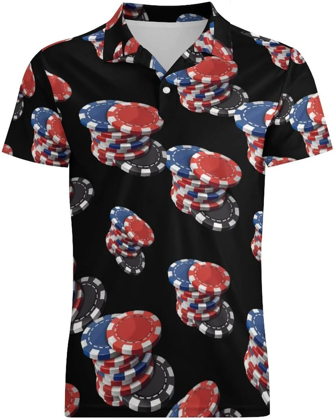 Poker Chip Set Men's Polo Shirt Short Sleeve Casual Athletic Quick Dry Golf T-Shirts