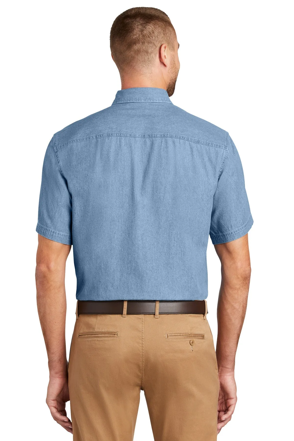 Port & Company Short Sleeve Custom Denim Shirts, Faded Blue