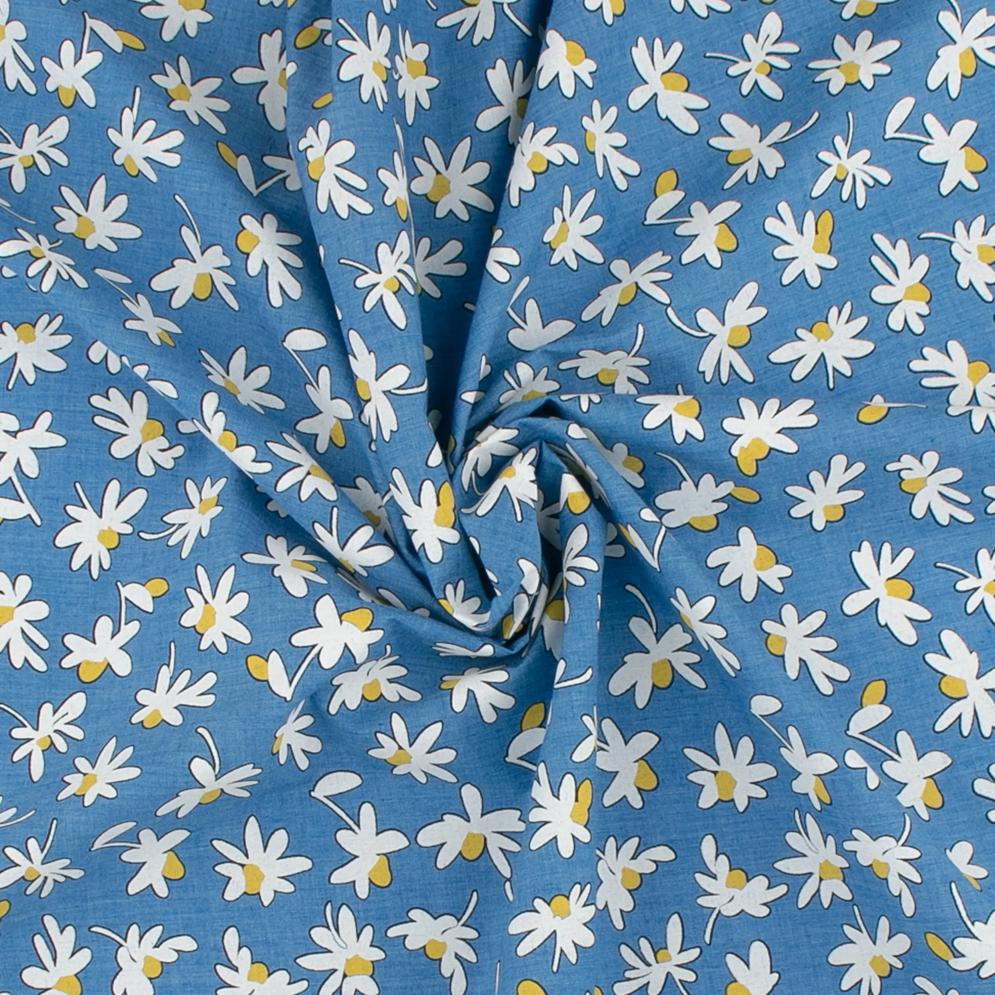 Printed Chambray - CAPRI - 002 - Medium Blue