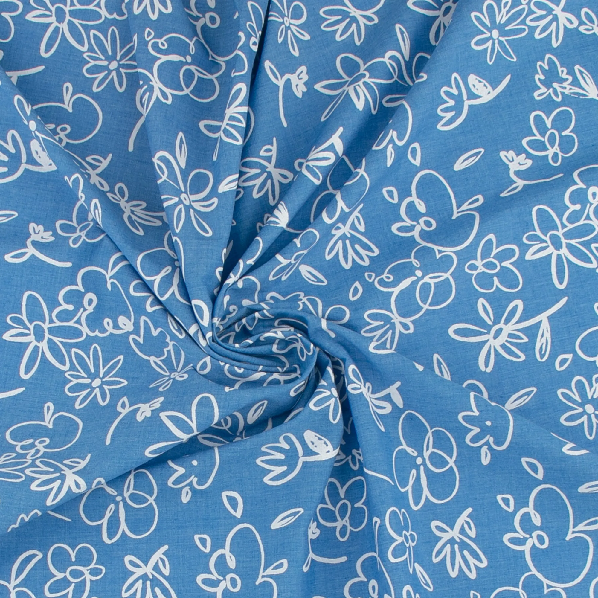 Printed Chambray - CAPRI - 006 - Medium Blue