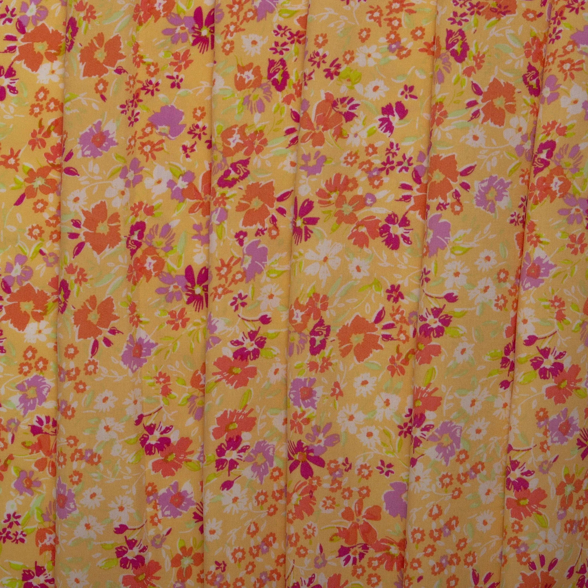 Printed Rayon Poplin - POPPY - Florals - Yellow