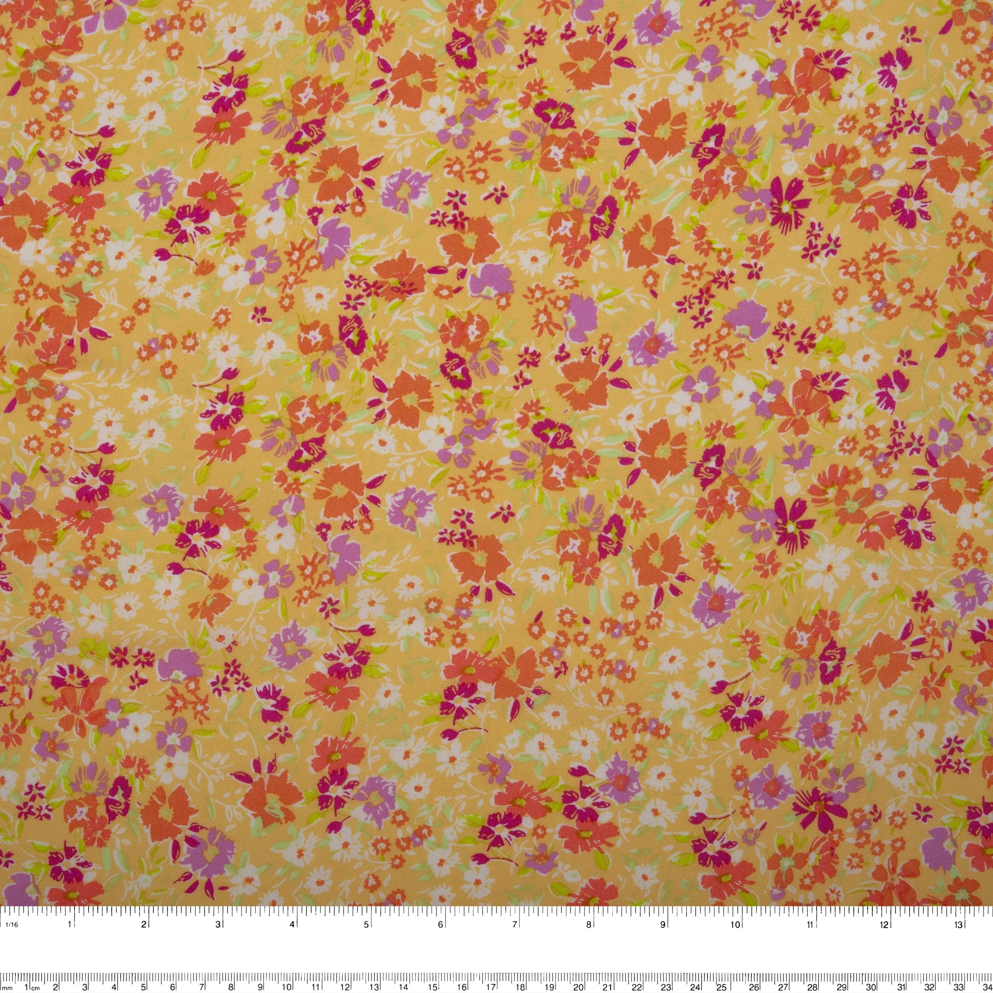 Printed Rayon Poplin - POPPY - Florals - Yellow