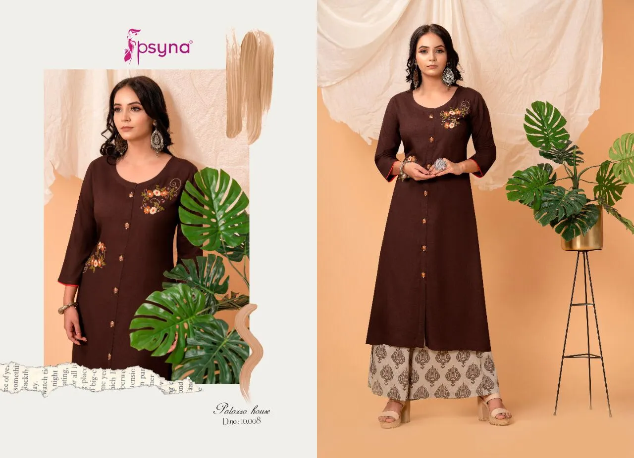 Psyna Launched Palazzo House Vol 10 Rayon Designer Kurtis Collection