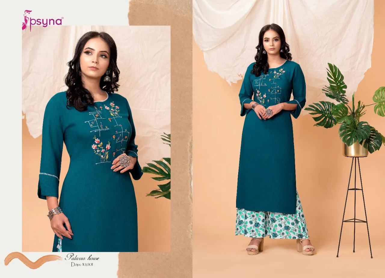 Psyna Launched Palazzo House Vol 10 Rayon Designer Kurtis Collection