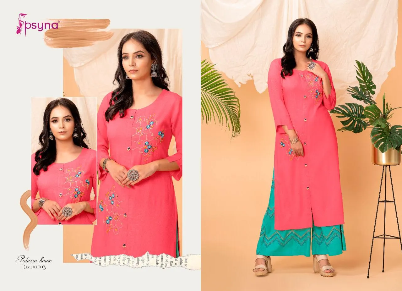 Psyna Launched Palazzo House Vol 10 Rayon Designer Kurtis Collection