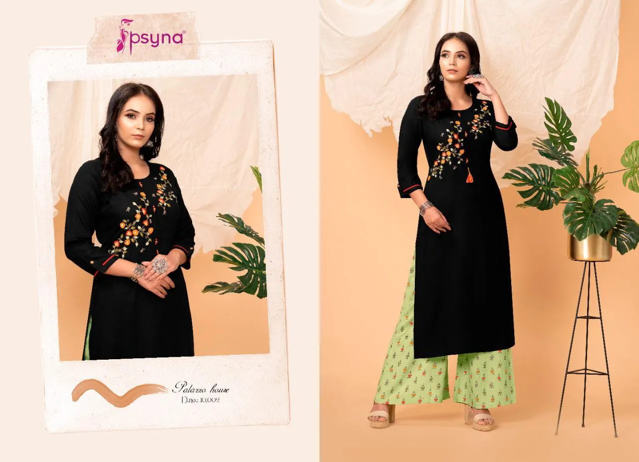 Psyna Launched Palazzo House Vol 10 Rayon Designer Kurtis Collection