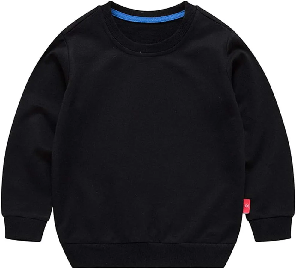 PTPuke Toddler Boys Girls Solid Cotton Thin Sweatshirt Long Sleeve top T-Shirts