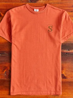 "Ranji" Inlay Loopwheel T-Shirt in Orange Red