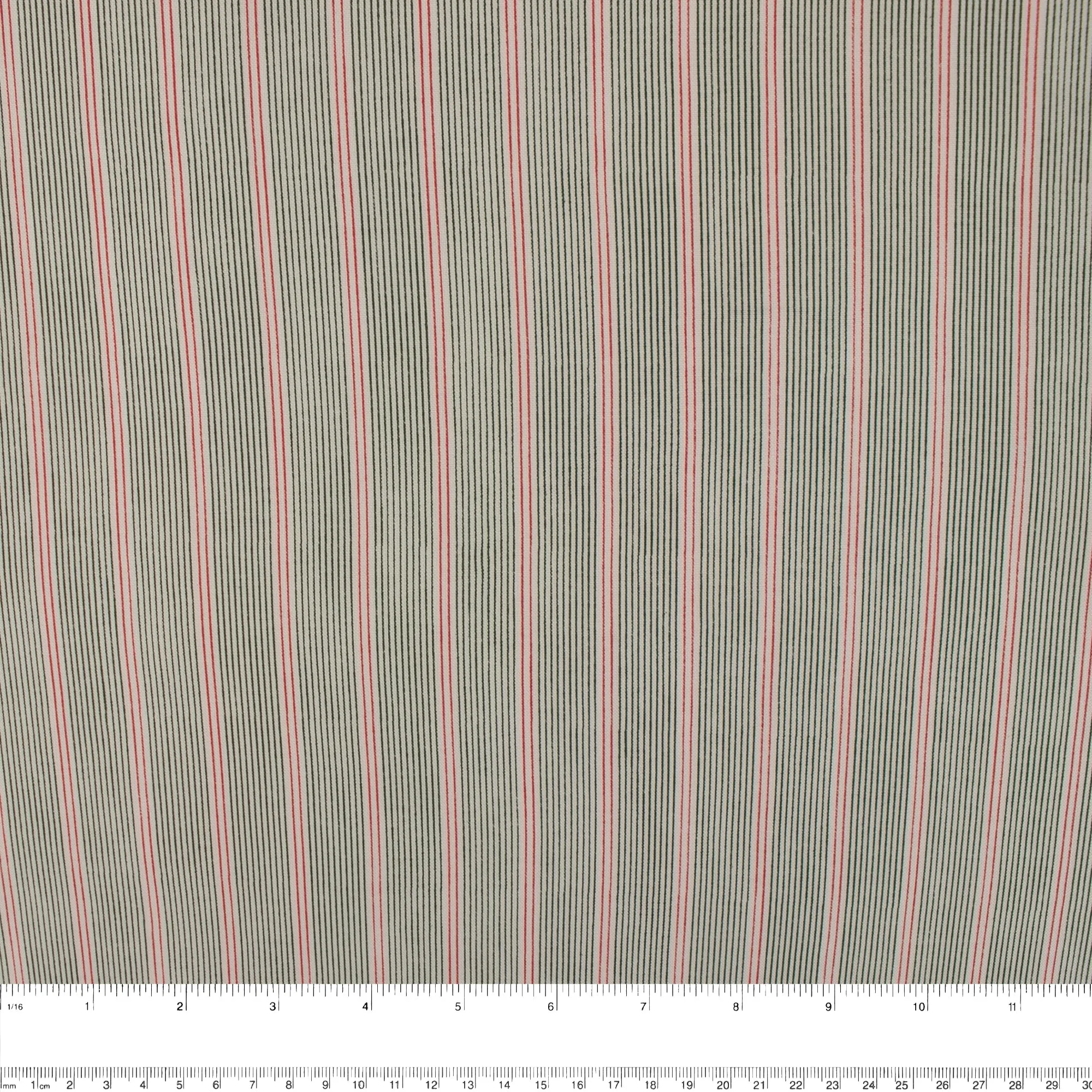 Rayon Poplin Stripe - Various Stripe - Grey / Red