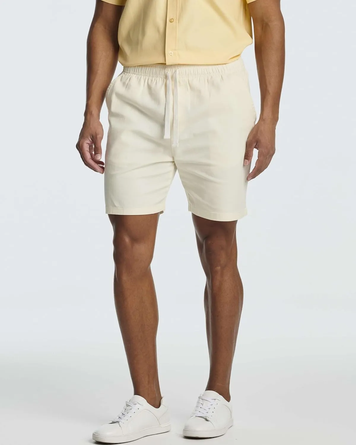 Real Essentials 3 Pack: Men's Cotton 7" Walk Short with Back Pocket & Drawstring - Casual Wear