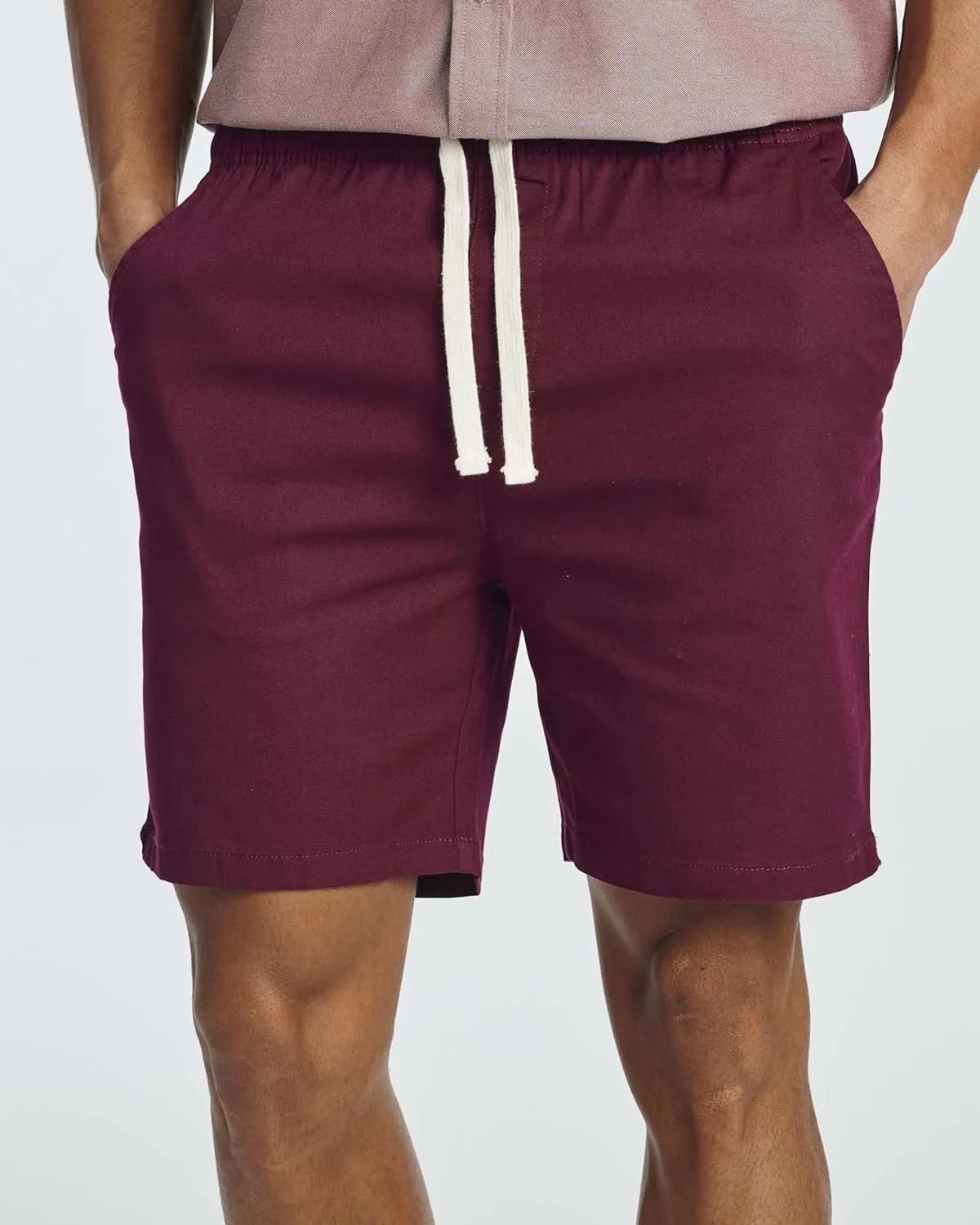 Real Essentials 3 Pack: Men's Cotton 7" Walk Short with Back Pocket & Drawstring - Casual Wear