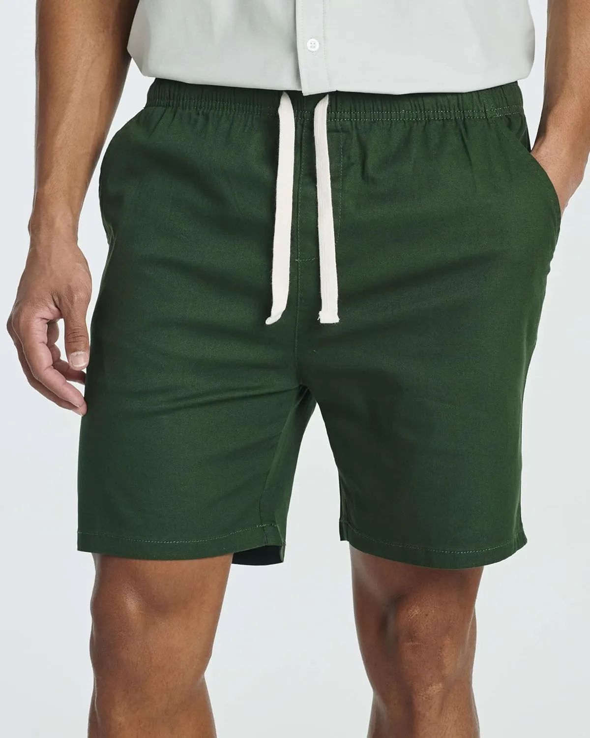 Real Essentials 3 Pack: Men's Cotton 7" Walk Short with Back Pocket & Drawstring - Casual Wear