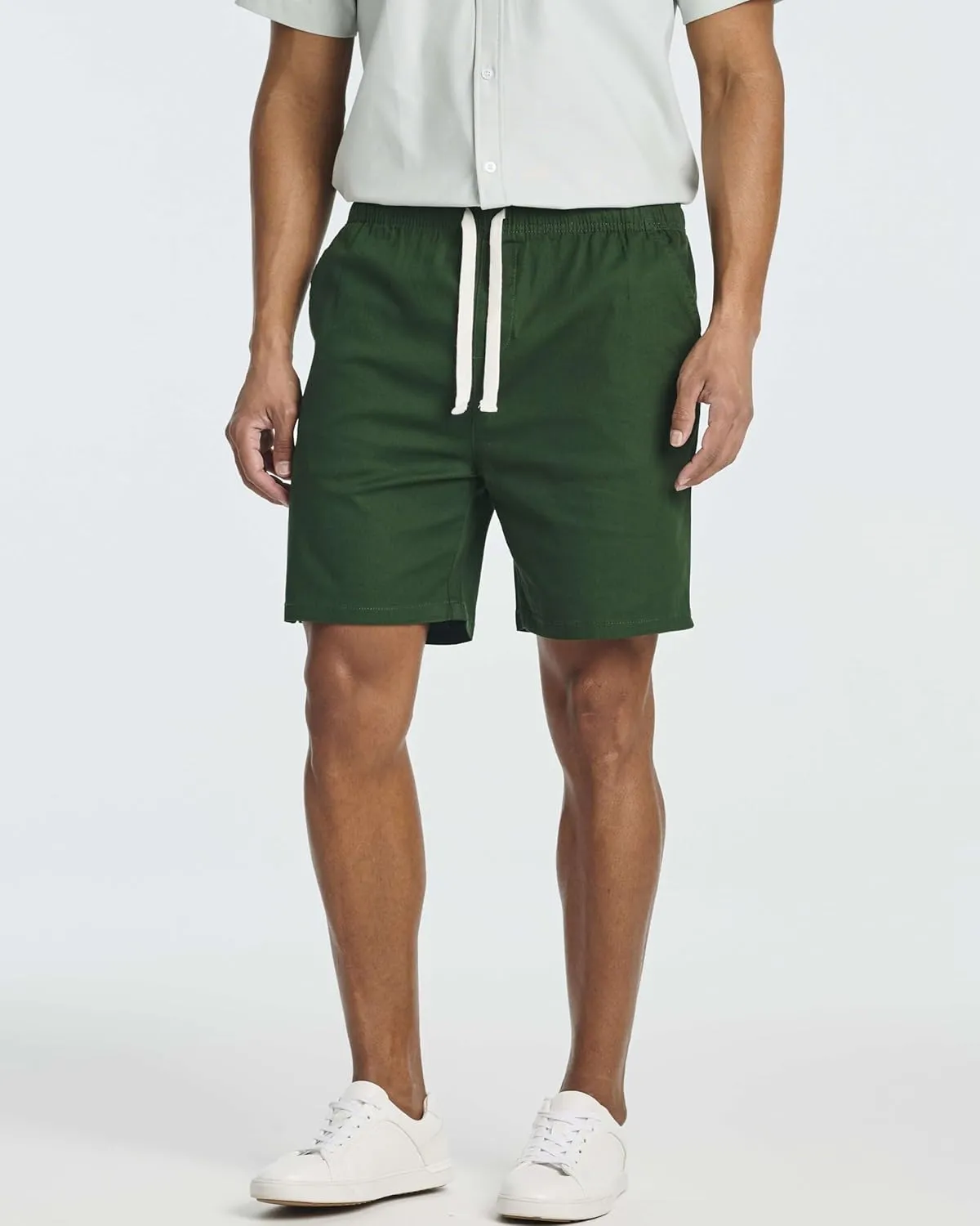 Real Essentials 3 Pack: Men's Cotton 7" Walk Short with Back Pocket & Drawstring - Casual Wear