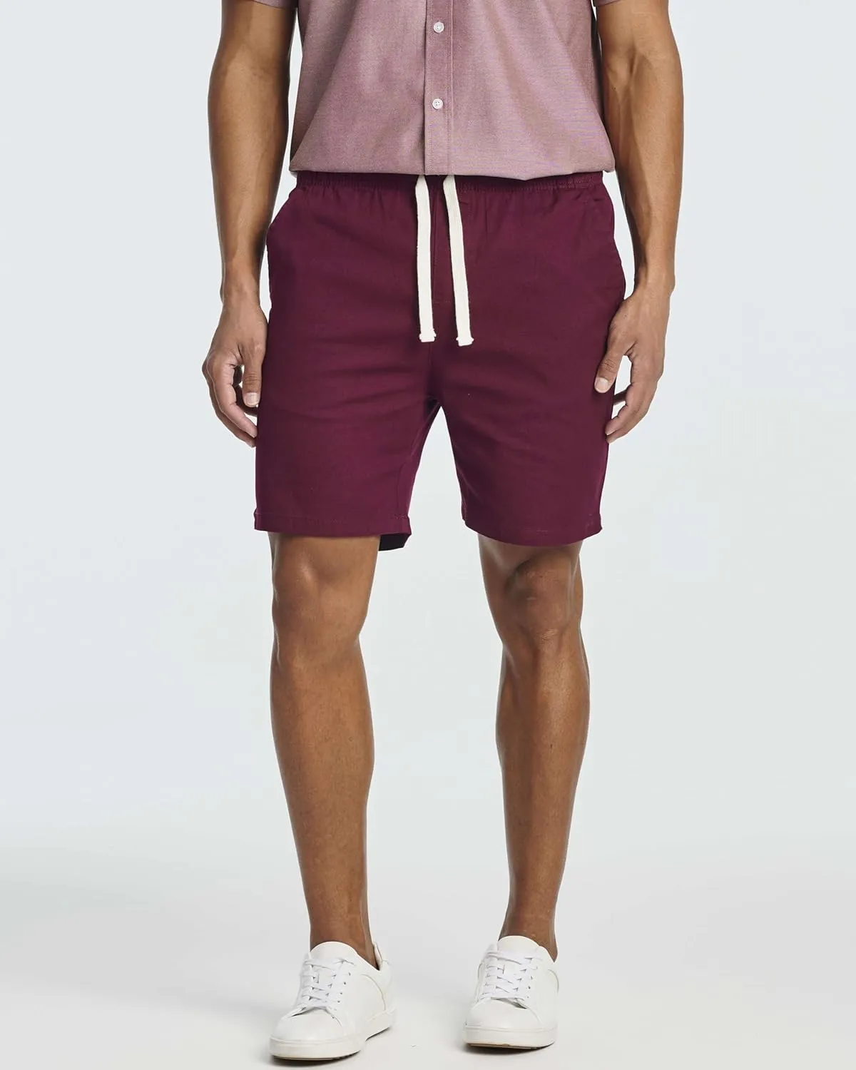 Real Essentials 3 Pack: Men's Cotton 7" Walk Short with Back Pocket & Drawstring - Casual Wear