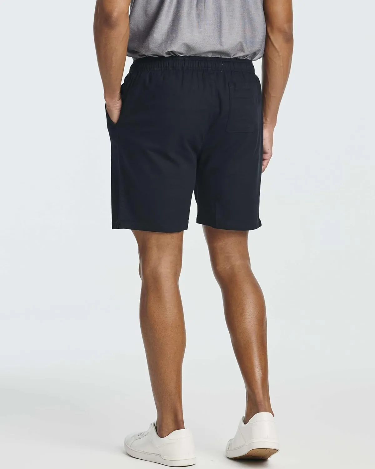 Real Essentials 3 Pack: Men's Cotton 7" Walk Short with Back Pocket & Drawstring - Casual Wear