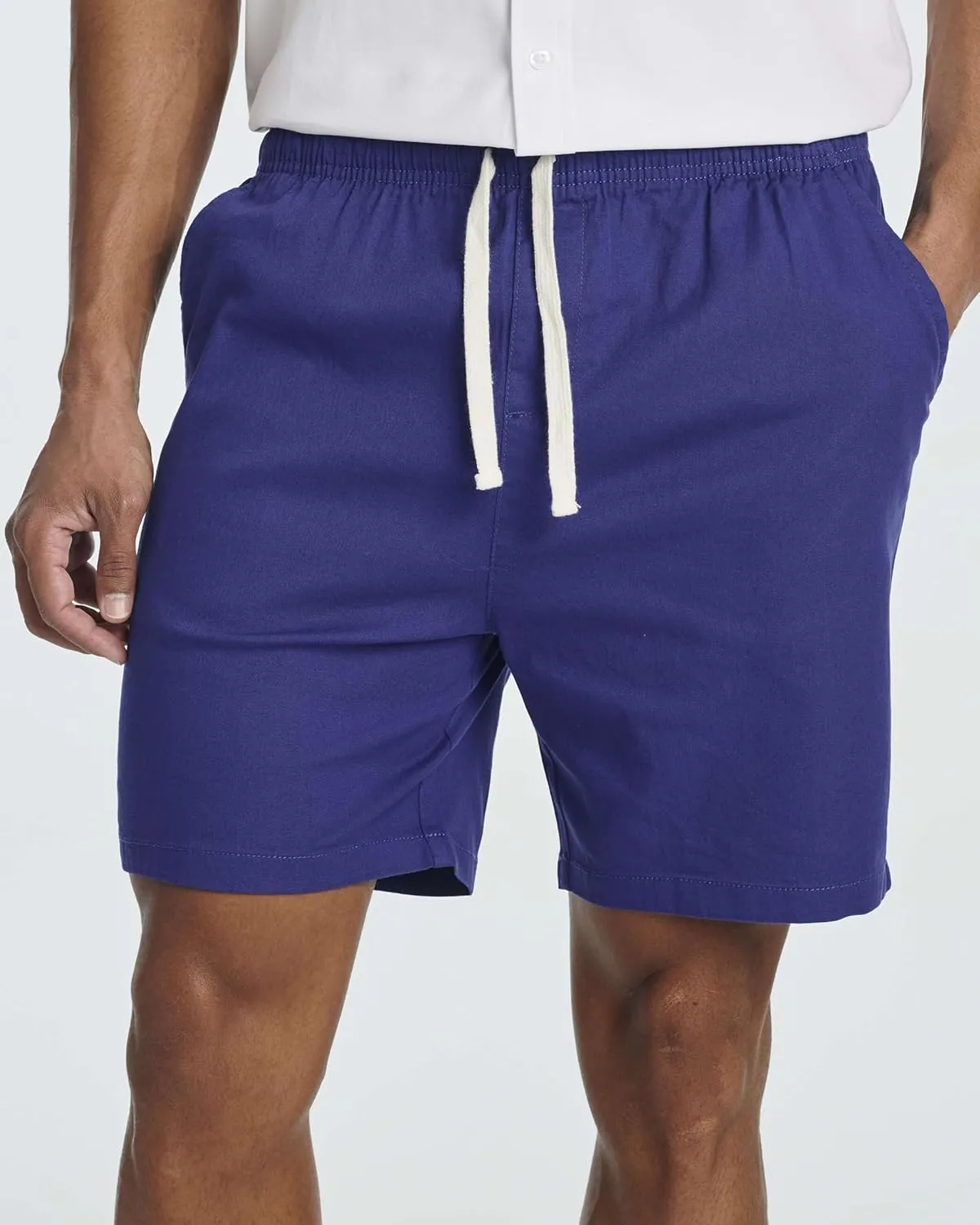 Real Essentials 3 Pack: Men's Cotton 7" Walk Short with Back Pocket & Drawstring - Casual Wear