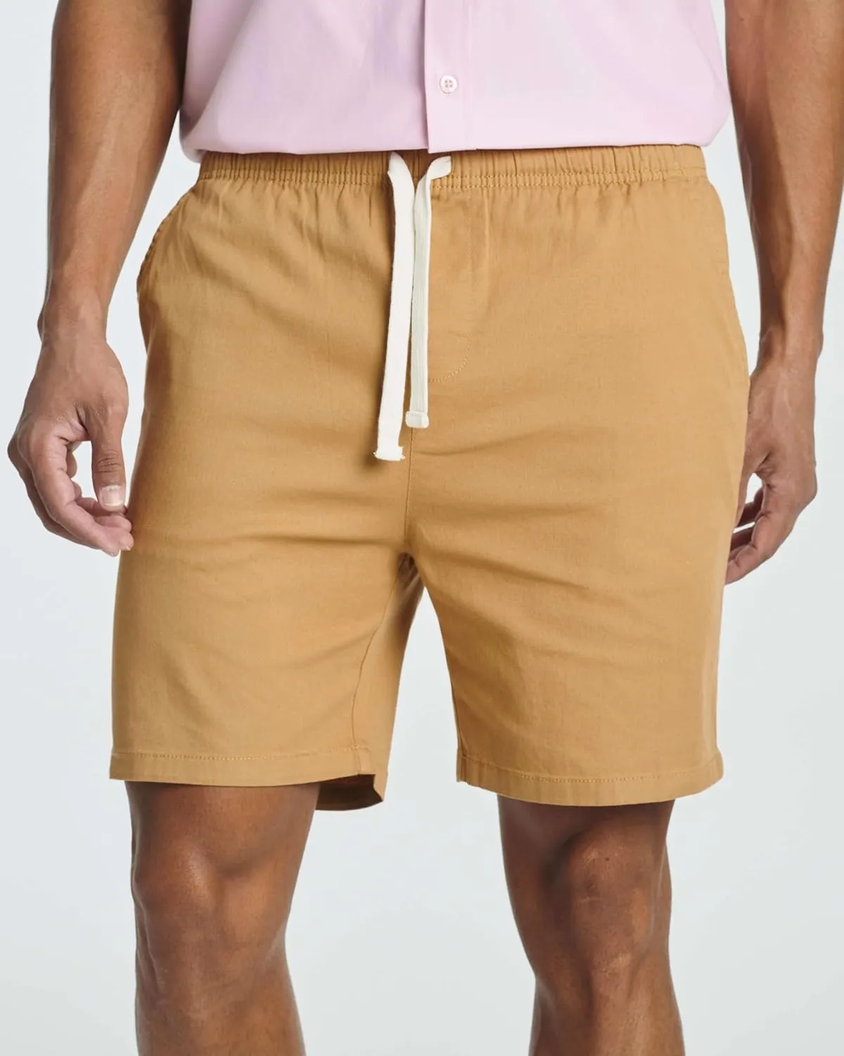 Real Essentials 3 Pack: Men's Cotton 7" Walk Short with Back Pocket & Drawstring - Casual Wear