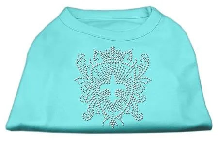 Rhinestone Fleur De Lis Shield Shirts Aqua XXXL(20)
