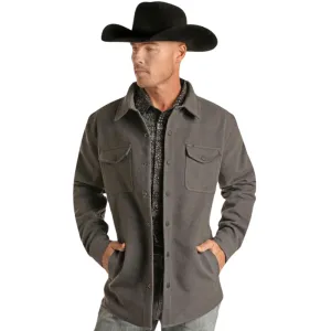 Rock & Roll Denim Men's Charcoal Long Sleeve Solid Shirt Jacket BM92C01934