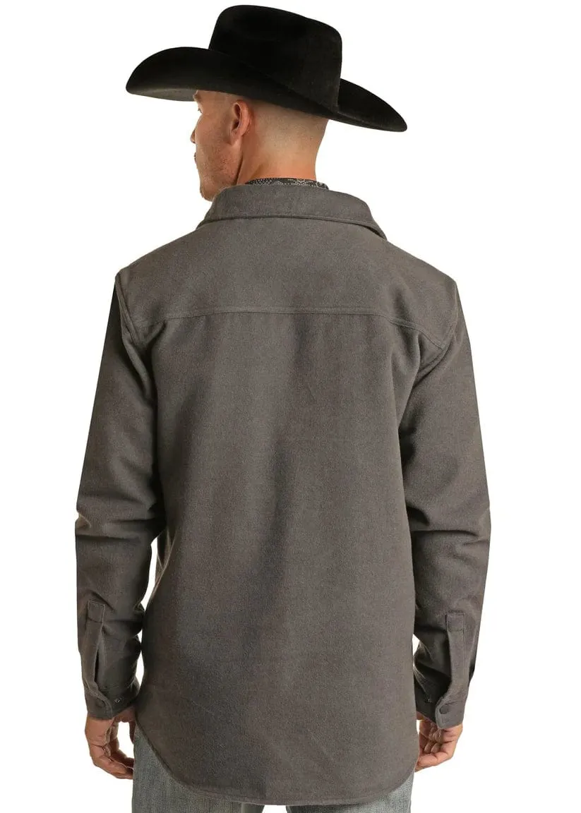 Rock & Roll Denim Men's Charcoal Long Sleeve Solid Shirt Jacket BM92C01934