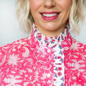 SALE Frill Collar Blouse - Pink print