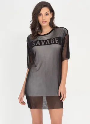Savage Layered Netted Mesh Shirt Dress
