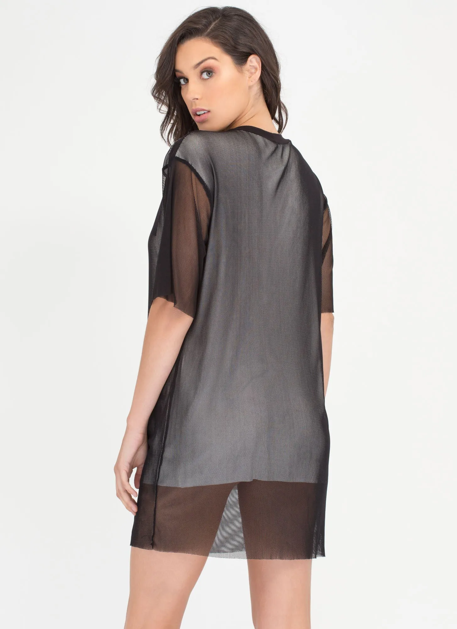 Savage Layered Netted Mesh Shirt Dress