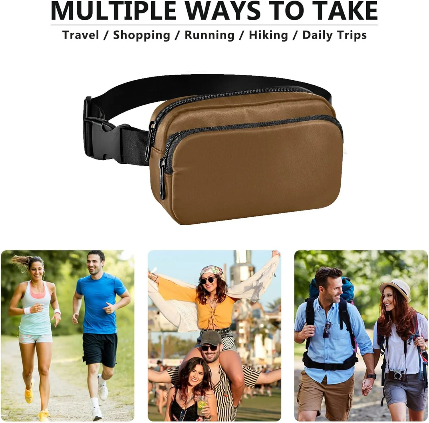 Sepia Brown Women Fanny Packs Waterproof Belt Bags Hip Pack Cute Crossbody Waist Bag